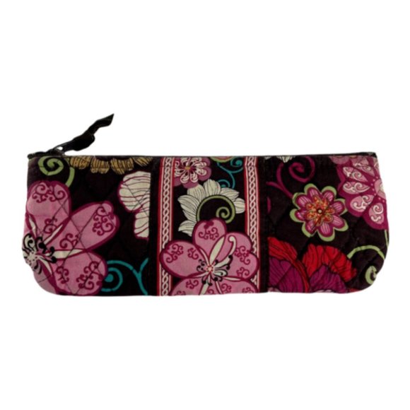 Vera Bradley Handbags - Vera Bradley Womens Clutch Handbag Black Pink Floral Quilted Full Zipper S